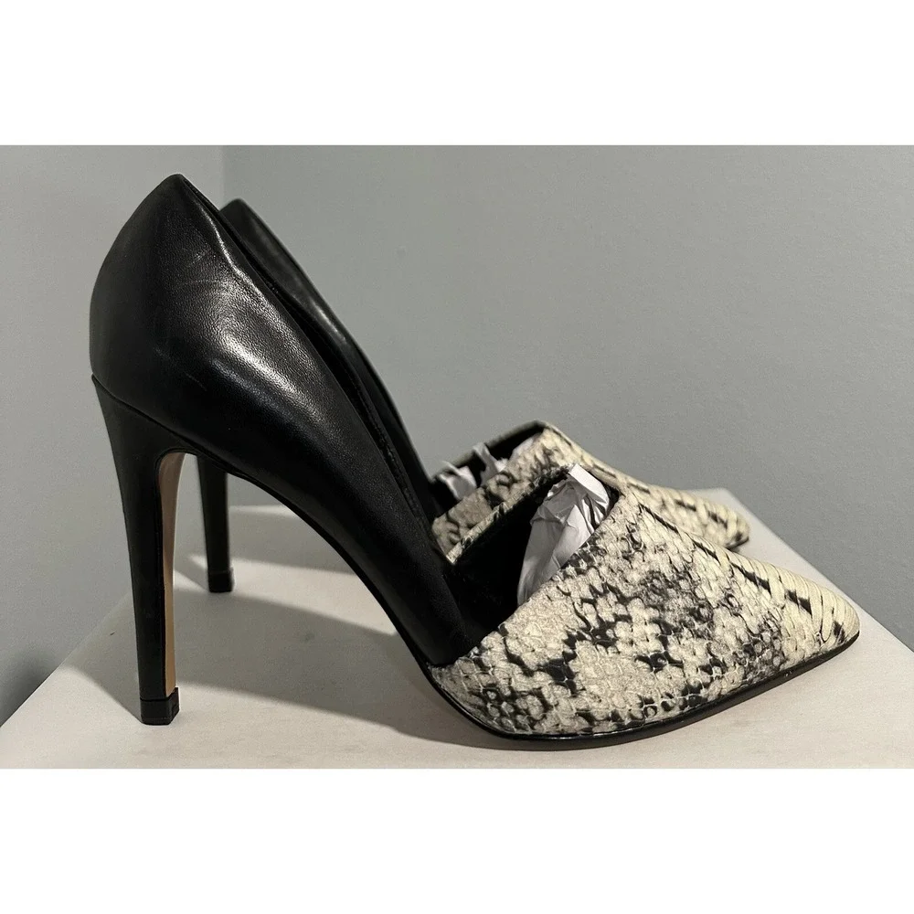 ALDO Black Stilettos Snake Print Toe Size 8 Two Tone Great Condition